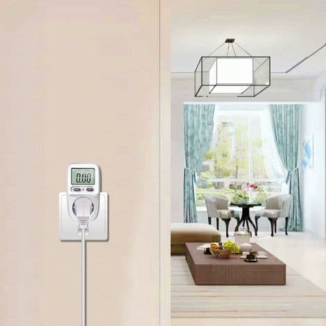 Wattmeter, plug-in energimåler, strømforbruksmåler, strømforbrukskontroller med LCD-skjerm, maksimal effekt 3680W