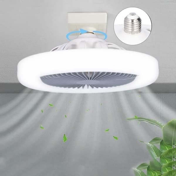 Dioche Loftventilator Lampe Lys Loftventilator E27 30W Støjsvag Justerbar LED Ventilator Lampe til