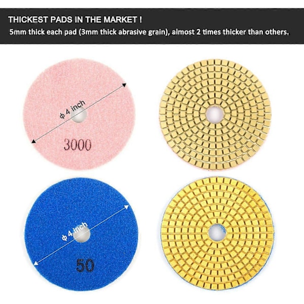 11 st 3 tum 80 mm Diamantpoleringsdynor Kit Våt/Torr för Granit Sten Betong Marmor Polering Gr