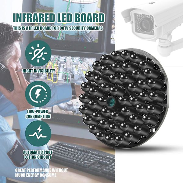 IR Infrarød LED-plade 940nm 48stk IR LED'er Usynlig om natten Ingen eksponeringslys Plade til IR-illuminator CCTV-tilbehør
