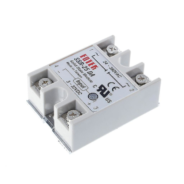 Kiinteän tilan relemoduuli SSR-25DA 25A 250V 3-32V DC-tulo 24-380VAC-lähtö