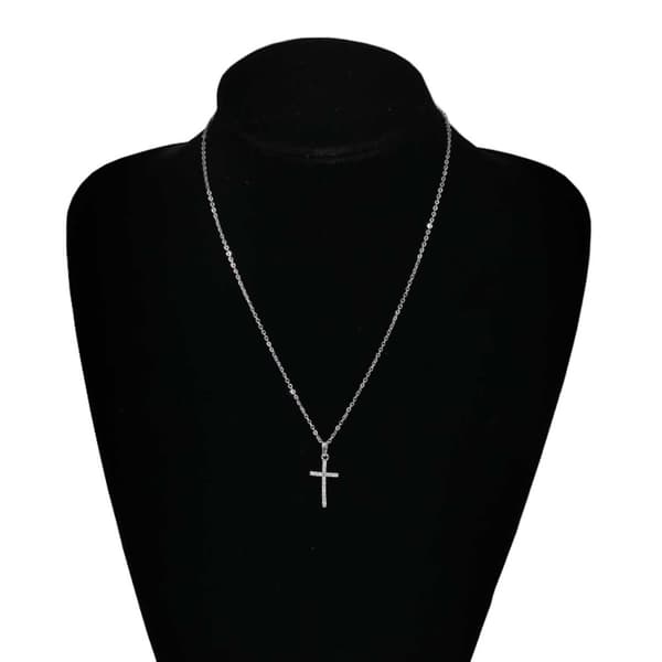Silver Cross Necklace Chain with Diamonds Silver Chain