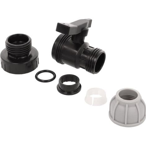 MDPE VVS-fitting til vandrør, 25 mm x 25 mm muffe med kugleventil, til MDPE plastrør, 10 bar, maks. temperatur 45°C, kompressionsfittings