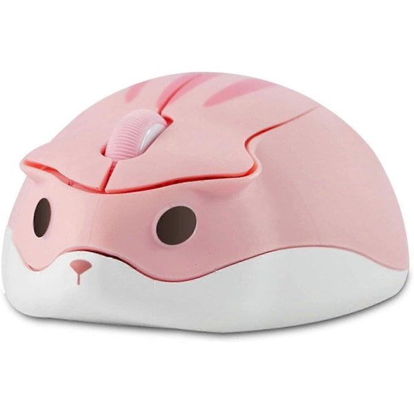 Hamsterformet Trådløs Stille Mus Søt Mini Bærbar Reise Dyremus 1200DPI Optisk Liten (Rosa)