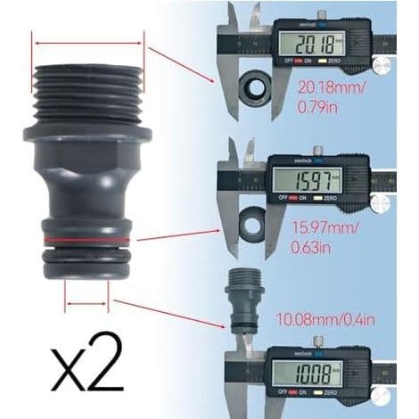 Sett med 2 hageslangekoblinger - G1/2 utvendig gjengekranadapter (ABS-plast)