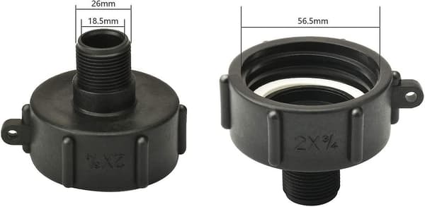 IBC Adapter S60 Skrueforbindelse til IBC Vandtank 2 Tommer til 3/4 Tommer