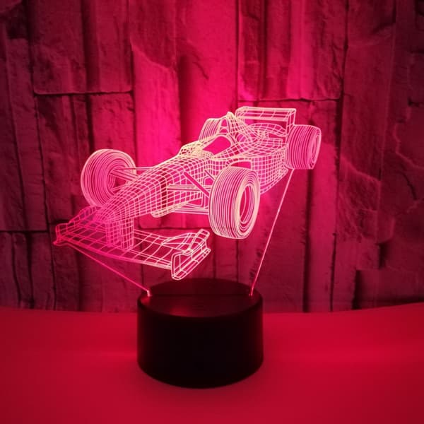 Racing Natlampe, 3D Illusion LED Lampe, 7 Farver Dæmpbar
