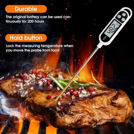 Köketstermometer, Digital Termometer med Lång Sond, Omedelbar Avläsning Matlagningstermometer, Kötttermometer för Mat, Kött