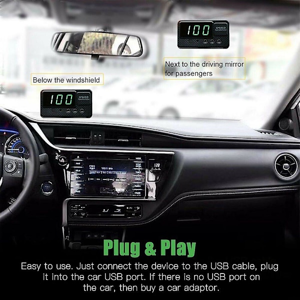 Digital GPS Speedo Speed HUD Head Up Display Hastighetsmätare Universal KMH MPH