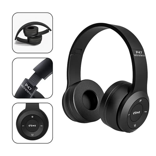 Trådløse Bluetooth On-ear Hovedtelefoner med Mikrofon Sort