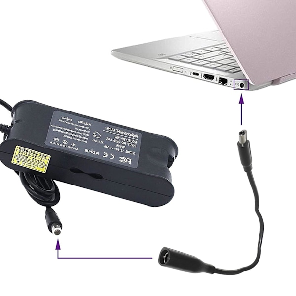 For Dell 7.4mm 4.5mm AC-oplader Strømforsyningsadapter Opladning US Konverter