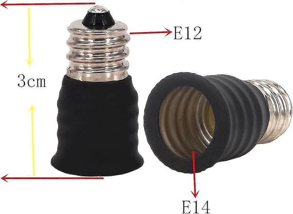 Sett med 8 E12 til E14 adaptere for glødepærer E12 til E14