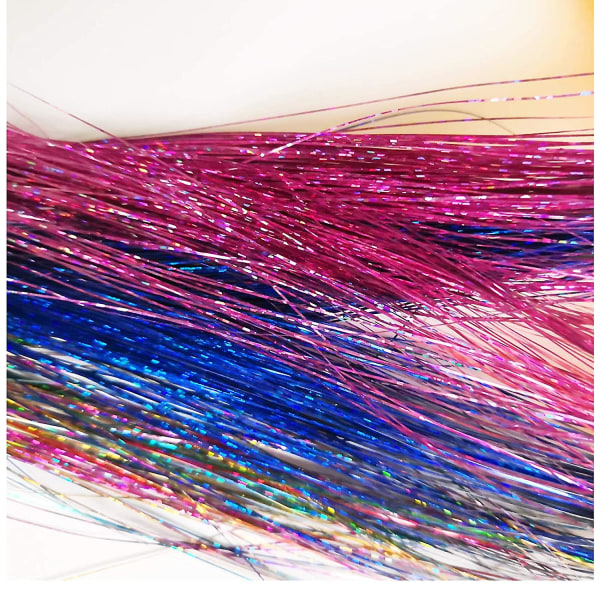 Hair Tinsel Kit Strängar Med Verktyg 47 tum 12 Färger Strängar Fairy Hair Tinsel Kit Hårförlängningar Glittrande Glitter Glänsande Silk Tinsel (12 färger)