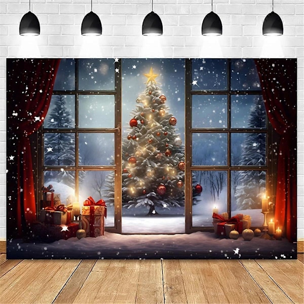 210X150cm Jul Bakgrundsduk Julgran Snöflinga Party Dekoration Barnfotografering