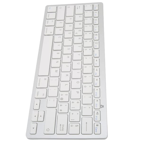 Ultratynt, bærbart, hvidt trådløst tastatur - Mini 78 taster til Android, iOS, Windows og OS X