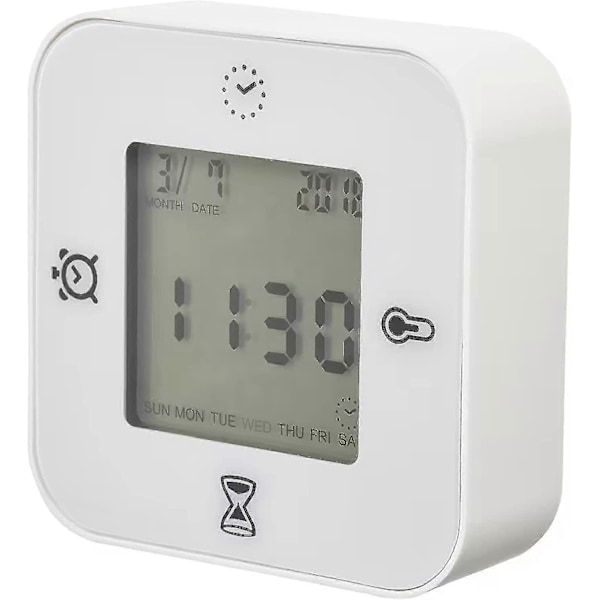 Klocka/termometer/alarm/timer, 4 funktioner Bordsklocka (vit)