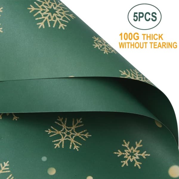 Julklappspapper 70x50 Julklappspapper Ark 5 med band, Julklappar, Julklappspapper Förpackningsmaterial Grönt presentpapper