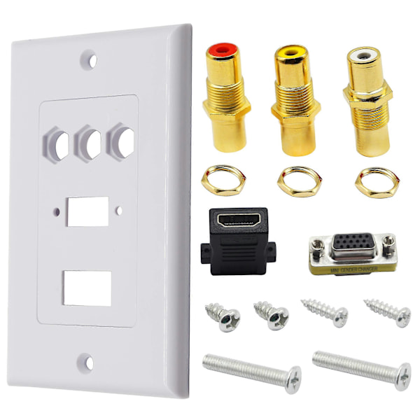 3RCA+HDMI+VGA Väggplatta HDMI Komponent Komposit Ljud Video Laddningsuttag Vägguttag (3RCA & HDMI & VGA) RCA&HDMI&VGA