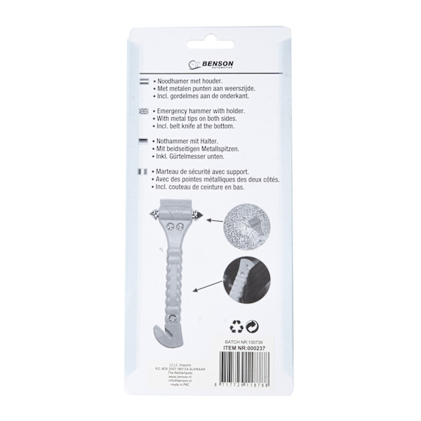 Emergency hammer with holder