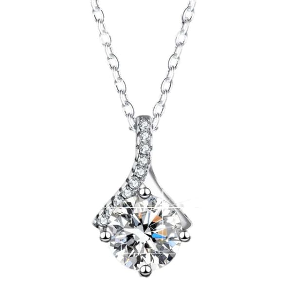 Necklace Diamond with CZ Crystal Silver
