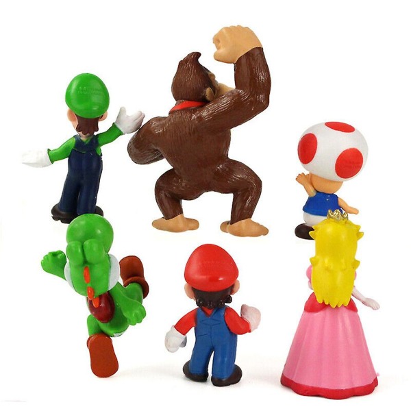 6 Pak Super Mario Mini Figur Legetøjs Dukke Dekorationssamling Model Ornamenter Børnegave