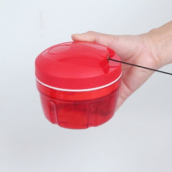 Pull Chop Hakker/manuel Foodprocessor med snoretræk Onion Cutter Rød