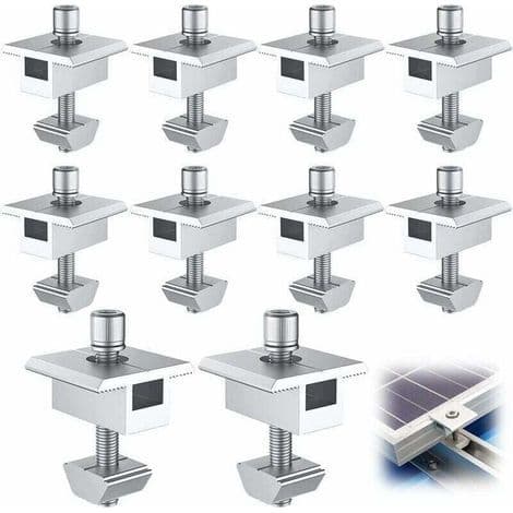 10 stycken aluminiumfästen för solpaneler, T-formade mittterminaler, PV-solpanelsmontering, centralt takfäste, för 30 mm (35 mm)