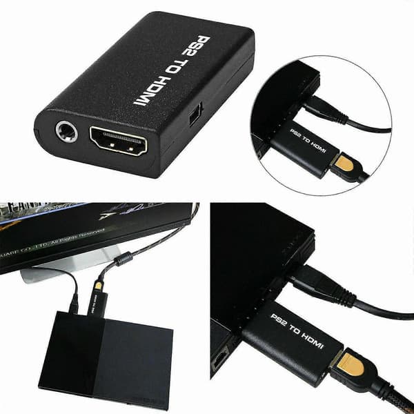PS2 - HDMI-videoadapteri 3,5 mm:n äänilähdöllä HDTV-näyttöön