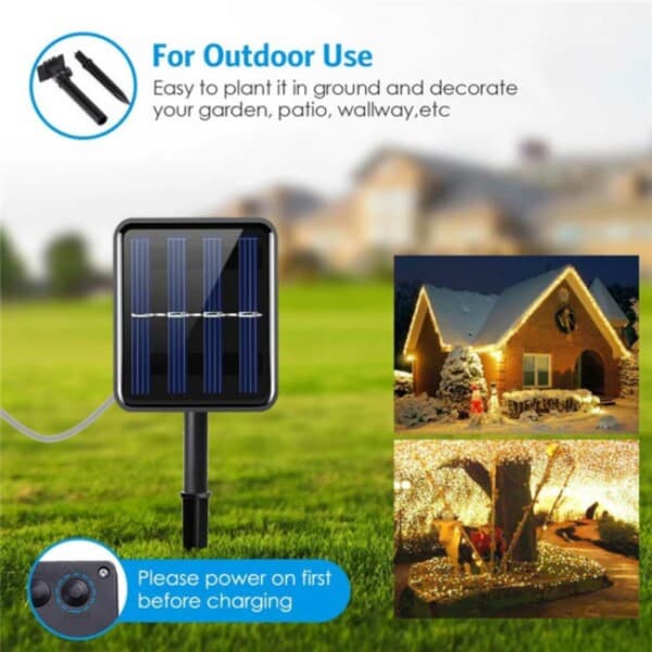 Solarslinga LED 12m 100 lampor gul