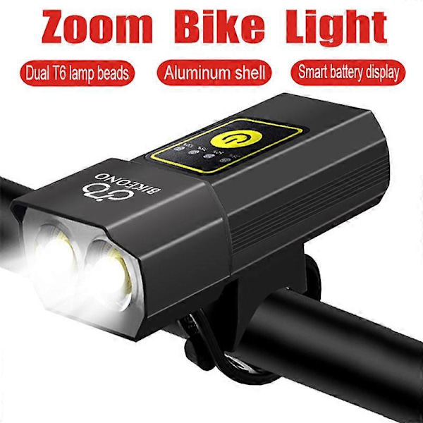 Cykeldele LED MTB Cykellygte T6 1200mAh USB Cykellygte Justerbar Zoom Cykel Forlygte Cykellampe Lommelygte Lanterne Tilbehør