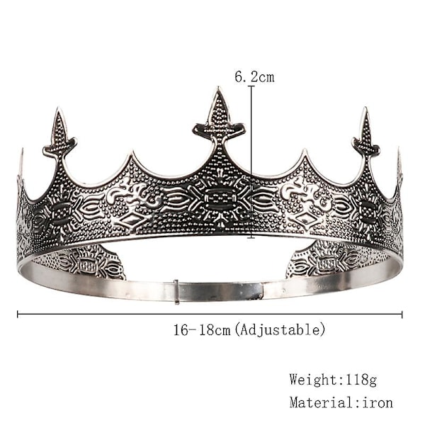 Kronhår Smycken Kunglig Kunglig Diadem Män Metall Stora Tiaror För Halloween Kostym