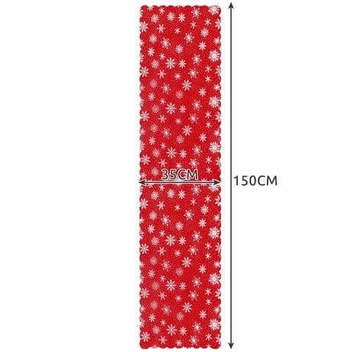 Christmas table runner red/white snowflakes polyester 150x35 cm