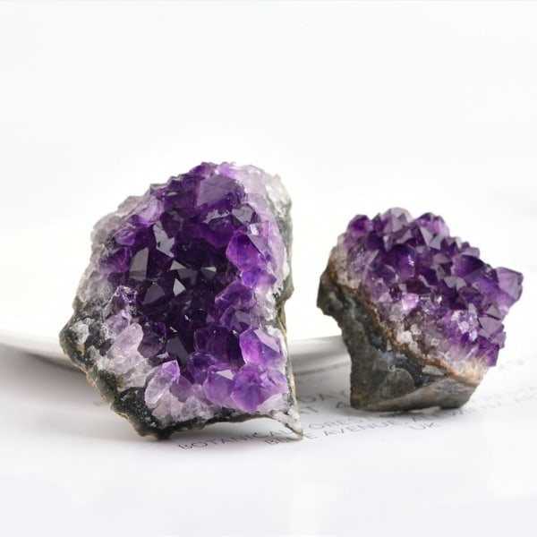 2x Naturlig Ametist Kvarts Geode Druzy Kollektion Kluster Prov 20-30g