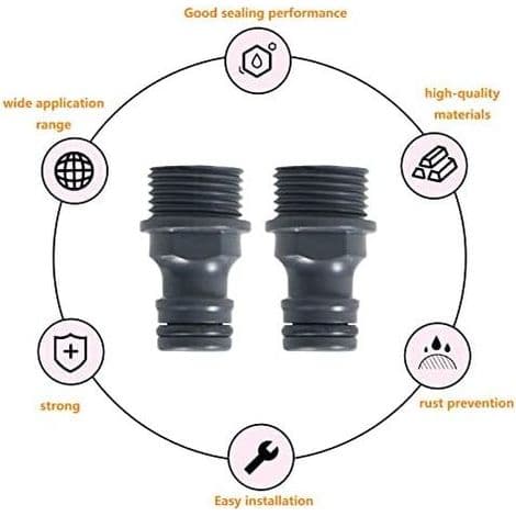 Sett med 2 hageslangekoblinger - G1/2 utvendig gjengekranadapter (ABS-plast)