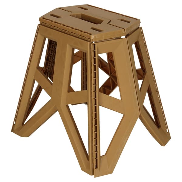 Foldable plastic camping stool with carrying handle 100 kg beige