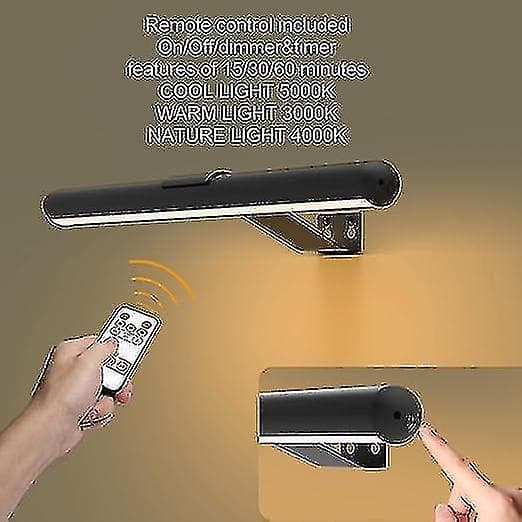 Trådløse bildelys med timer, 2 i 1 oppladbart batterimalerilys, displaylampe med 3 lysmoduser, bildelys for vegg, dartskive