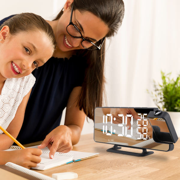 Projector Clock with Temperature Mirror/Black