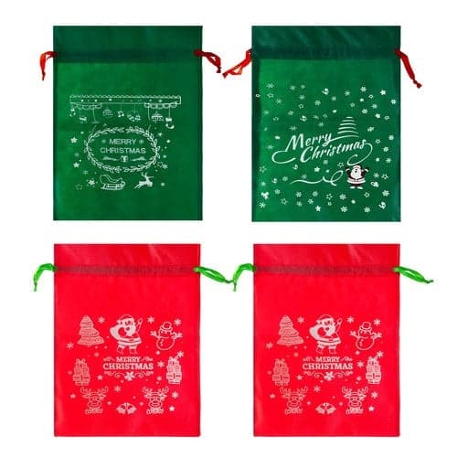 Christmas gift bags with drawstring Santa pattern 45x29.5 cm 4-pack