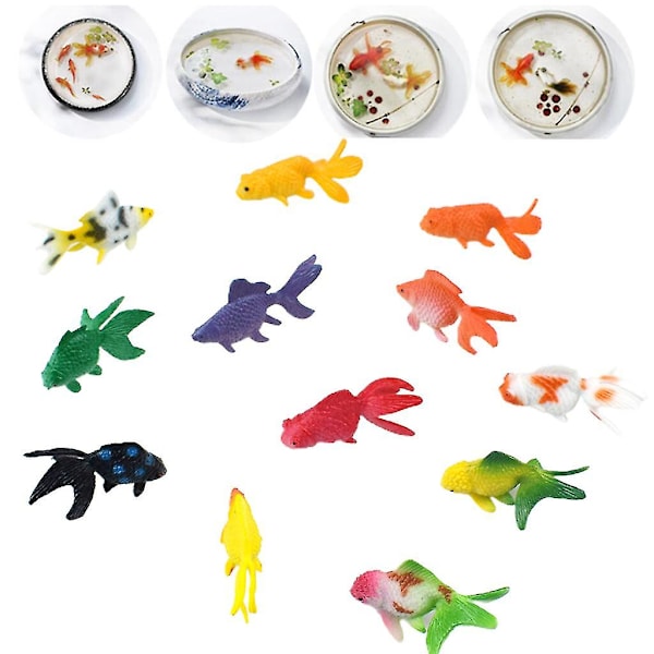 12 kpl/setti Pehmeitä PVC-kultakaloja Epoxy-täyteainetta Kristallimeren Hartsi 3D Mini-kalan mallinnus Täyte