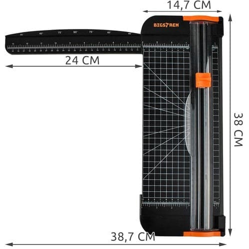 Paper cutter guillotine A3 with protractor, cm/inch scale and grid