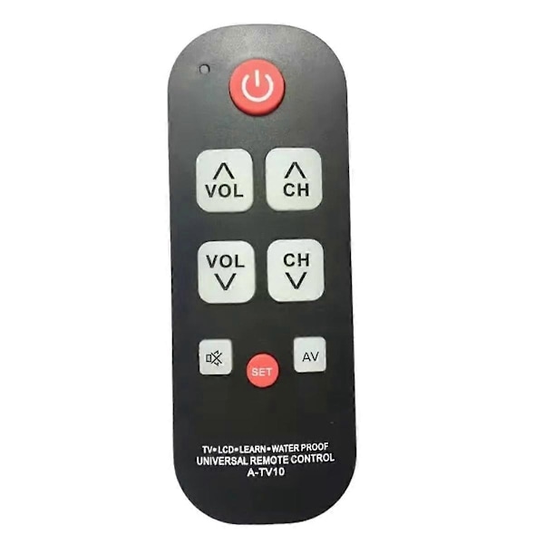 A-TV10 TV Fjernkontroll for Seniorer Universell Kontroller Enkel Vanntett Fjernkontroll med LED-lys f