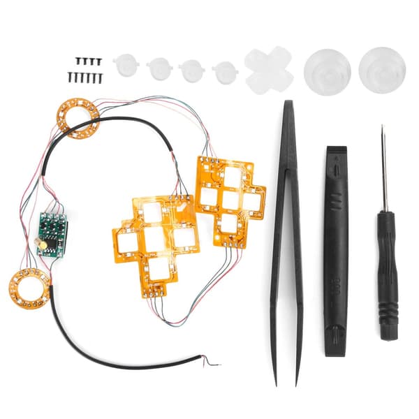 Belyste D-pad-tommelfingersticks og LED-knapper til PS4-controllere