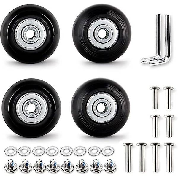 50mm Sæt af 4 Køfferthjul - Udskiftningshjul i Gummi - Trolley Case Hjul - Udskiftningsdele - Drejelige Caster Hjul med Lejer
