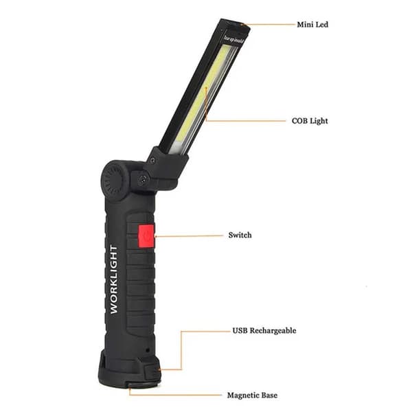 360 LED Arbejdslampe med Magnet – Genopladelig