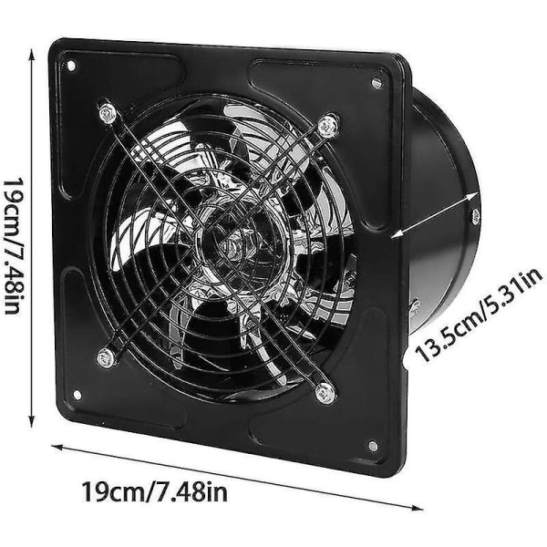 6" Luftutsugsfläkt Borrhål Diameter 150mm Luftutsug 40w Väggmonterad frånluftsfläkt för kök badrum (svart)