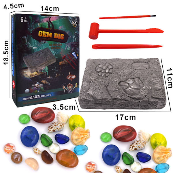 Julklapp gemskattutgrävning skatt barns leksaker blind box gör-det-själv arkeologisk utgrävning dinosaurie