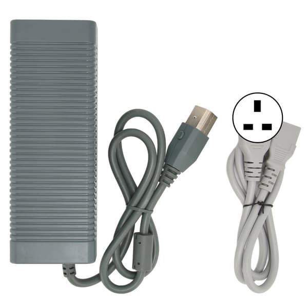 Xbox 360 Power Adapter - Game Console Charger with Power Cable (185-265V, UK Plug)