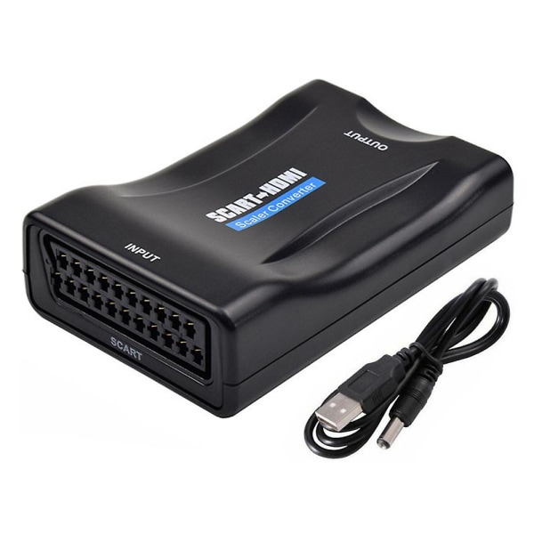 SCART til HDMI Video Scaler Konverter Audio Adapter for DVD TV