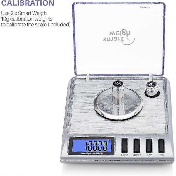 Smart Weigh Gem20-20g X 0.001 gram, Högprecisions Digital Milligram Smyckesvåg, Laddning, Smycken Och Ädelstenar Vågar, Kalibreringsvikter Och Pincett