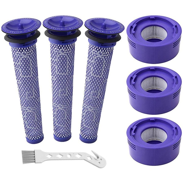 7-pakks Vakuumfilter-erstatningssett for V6, V8, V7 støvsuger, 3 HEPA-kolonnefilter, 3 forfilter